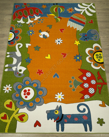 Ковер российский 20716-22011 Фэнси (Фризе, оранжевый, зеленый)