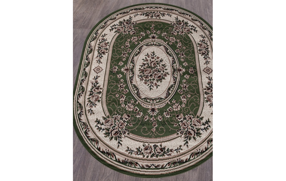 Ковер 5444 - зеленый - Овал - коллекция GAVANA