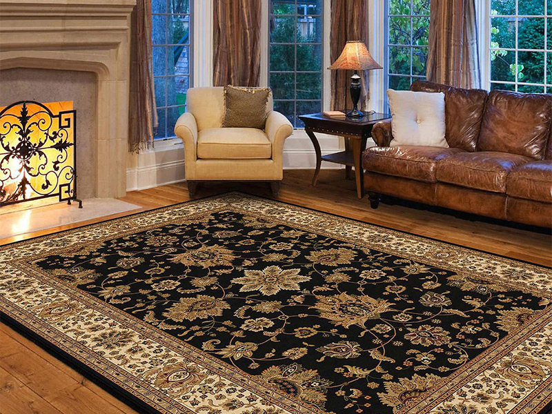 Темный классический ковер в современном интерьере